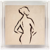 Brush Figure Study IV - High Resolution Giclee Printed Canvas Framed in Contemporary Clear Acrylic Frame
